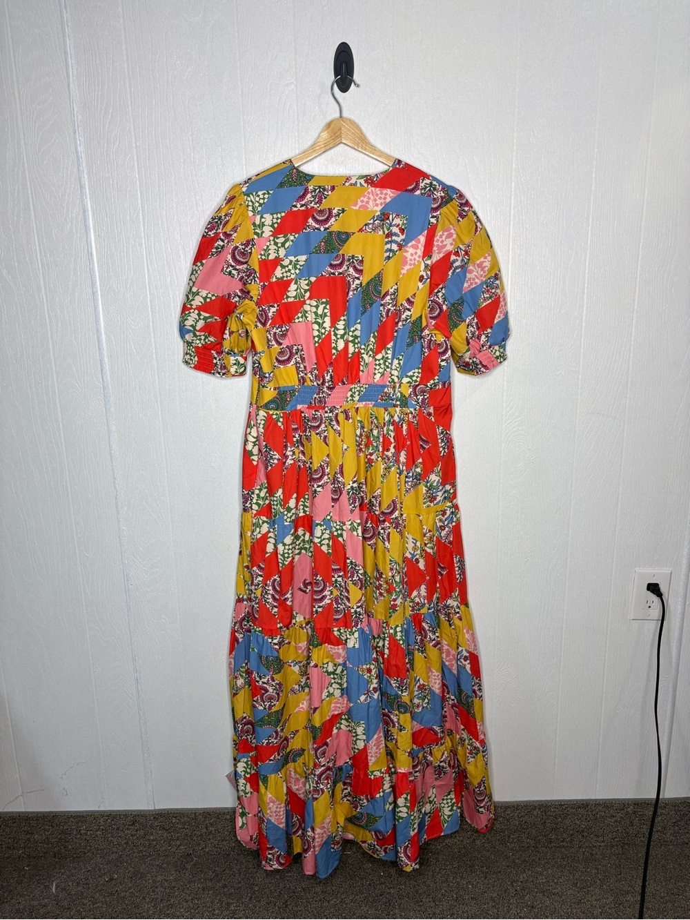 Boden Bella Puff Sleeve Geometric V Neck MIDI Dress Size US 14R - Picture 14 of 14